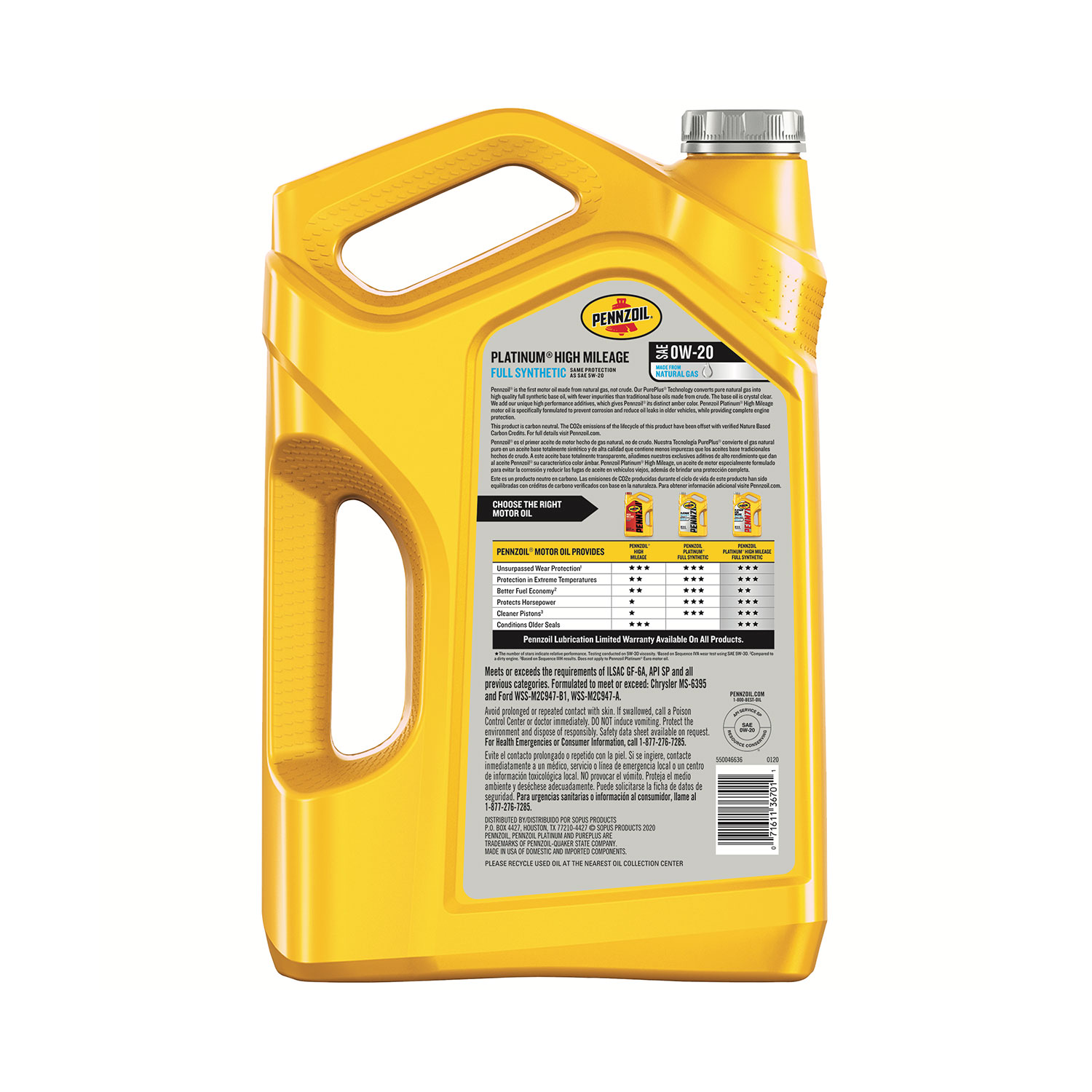 Pennzoil Platinum High Mileage Full Synthetic 0W-20 – Bild 2